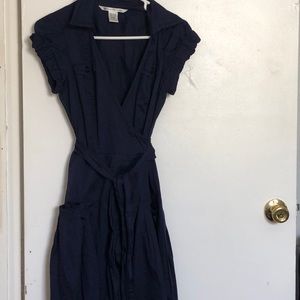 Navy blue tie dress w/ pockets